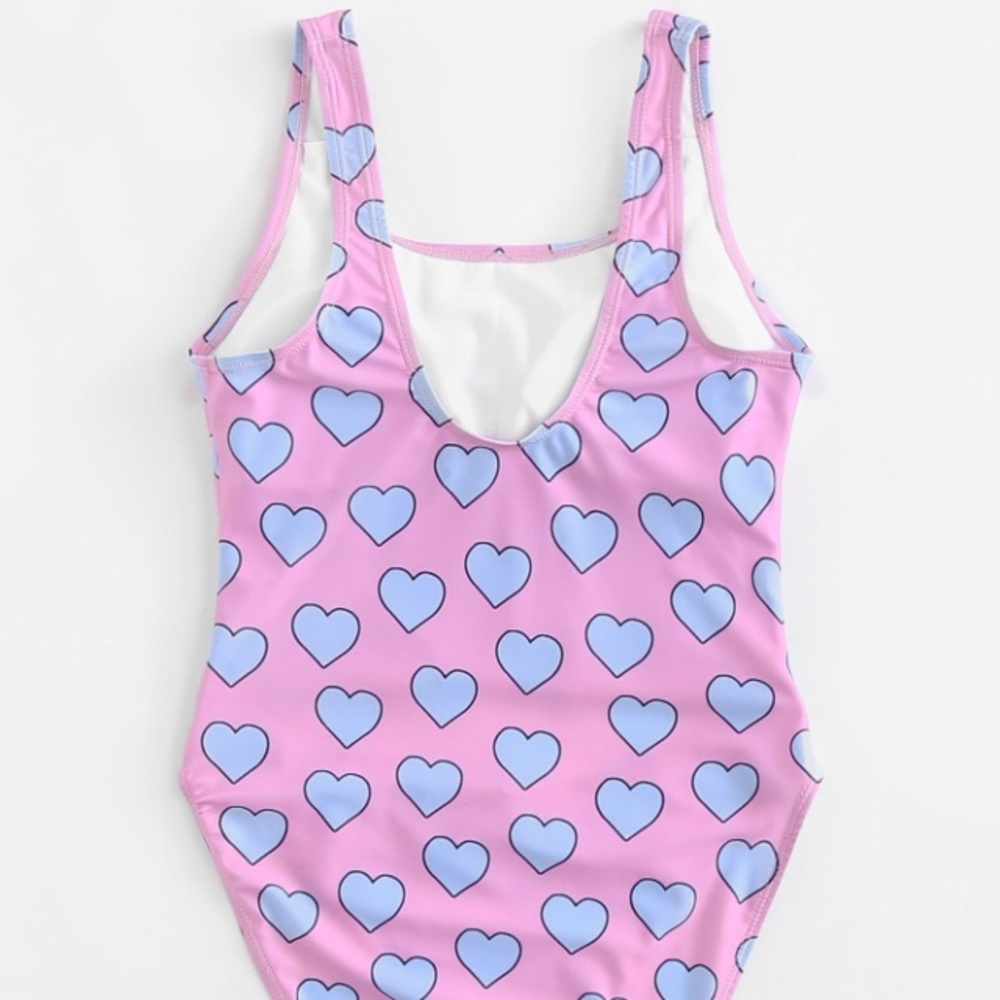 Heart Print Cut Out Swimsuit - Picture 5 of 9